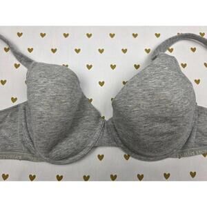 Victorias Secret Cotton Grey Logo Band Lightly Lined Full Coverage Bra 34C